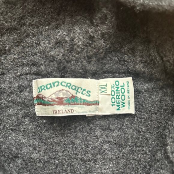 Aran Hooded Cardigan sweater Irish Merino Wool 2XL - Picture 4 of 5